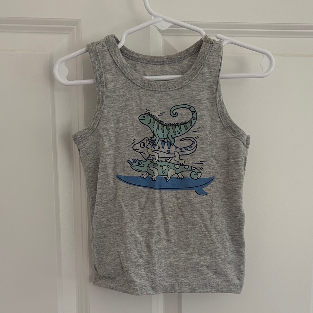 Garanimals Gray Tank Top with Blue Dinosaur Print and matching shorts
